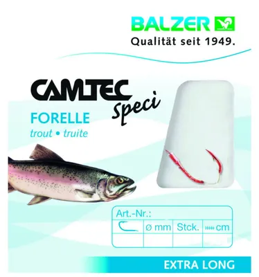 Produktbild von Balzer Camtec Speci Forelle/Sbiro rot 140cm - 10 gebundene Angelhaken, Hakengröße/Schnurdurchmesser:Gr. 12 / 0.16mm