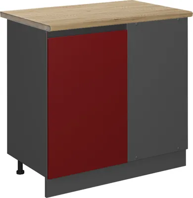 Zdjęcie produktu dla Szafka narożna Vicco R-Line Czerwony 86 cm  J-Shape, BP Dąb, Model 46309