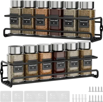 Produktbild von Priksia Gewürzregal Wand 2er Set Metall Organizer Hängend Ohne Bohren