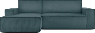 Produktbild von KONSIMO Ecksofa links in Pet Friendly Cord-Stoff mit Schlaffunktion "NAPI" ,blau, Kordstoff, Modern, 262x88x148cm