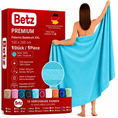 Produktbild von Betz Badetuch XXL 100x200 cm 100% Baumwolle – Weiches Frottee Saunatuch & Strandtuch – Pflegeleicht & saugstark – Palermo Serie – Farbe Türkis