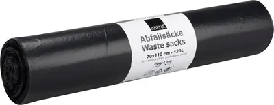 Produktbild von 10x Abfallsäcke 120 L, 700x1100mm, 34 my LDPE, Schwarz | 1 Stück