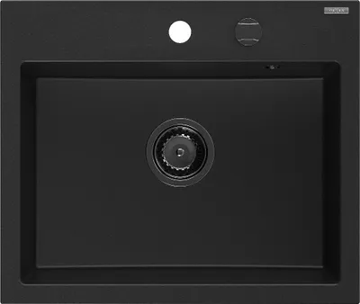 Image de Mexen Oscar Granit évier 1 bac 580 x 490 mm, noir, siphon noir - 6519581000-77-B