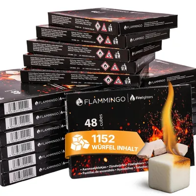 Produktbild von Flammingo® 1152x Anzündwürfel Kaminanzünder, Kohle- und Grillanzünder