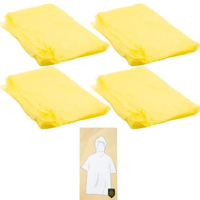 Produktbild von 4x Regenponcho Regencape Festivalponcho Notfallponcho Regenschutz Kapuze Universal