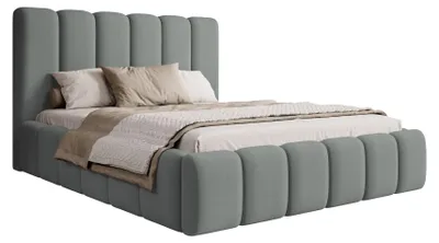 Produktbild von Selsey Biscottino - Polsterbett 160x200 mit Bettkasten, Lattenrost, Samtbezug, grau