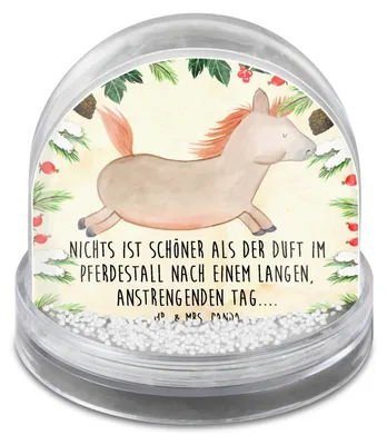 Produktbild von Mr. & Mrs. Panda Schneekugel Weihnachten Pferd Springen - Naturpapier - Geschenk, dekoartikel, Stall, Reiten, Bauernhof, Pferdestall, Pferde, Weihnachts, schnee kugel