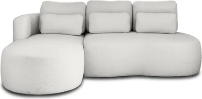 Produktbild von Lisa Design Mahina - 4-Sitzer Ecksofa links - Schlaffunktion und Bettkasten - aus Bouclé-Stoff , Hellgrau