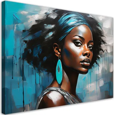 Produktbild von Leinwandbild Glamouröse Frau in Blau 100x70 Feeby Blau bild für die wand bereit zum aufhängen