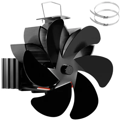 Produktbild von Vigevee 6 Flügeln Magnetischer Ofenrohrventilator Kaminofen Ventilator für Holzofen und Ofenrohr wärmebetriebener Ofenrohrventilator Kaminventilator