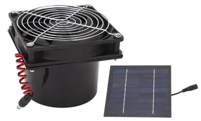 Obrázok produktu pre Solárny ventilátor s odvodom vzduchu, efektívne odvádzanie tepla, vetranie, súprava vrátane 50W solárneho panelu, 5-12 V