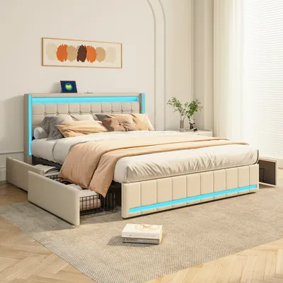 A bedroom scene with a bed as the main focus.