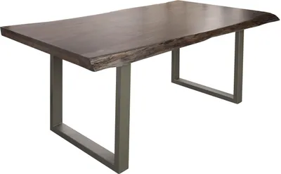 Image de MASSIVMOEBEL24 | Table à manger 200x100 Acacia laqué Gris taupe / Gris mat FREEFORM 5