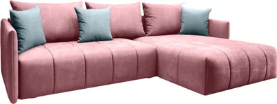 Produktbild von FURMEB24 - DON 245 x 180 cm Sofa mit Schlaffunktion und zwei Bettk€sten - Ecksofa mit Kissen , Stoff Monoliht - Rosa