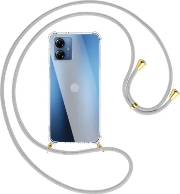 Produktbild von Handykette Backcover-Schutzhülle mit Band (Metall goldfarben) für Motorola Moto G14 (PAYF0010IN, 6.5'') - silbergrau
