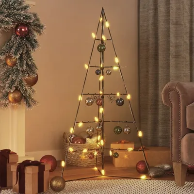 Image de vidaXL Sapin de Noël en métal pour décorations Noir 140 cm