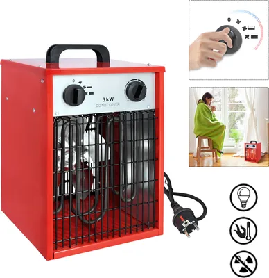 Obrázok produktu pre XMTECH Fan Heater Elektrický ohrievač 3kW 220V - Stavebný ohrievač Elektrický ohrievač Sálavý ohrievač Fan Heater, 3 nastavenia tepla so sieťovým káblom