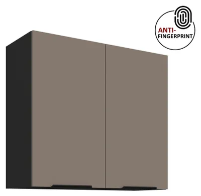 Produktbild von Küchen Hängeschrank 80 cm ARIA Sandgrau ultra matt + Schwarz matt, hochwertige Fronten mit Anti Fingerprint Beschichtung Küchenzeile Küchenblock