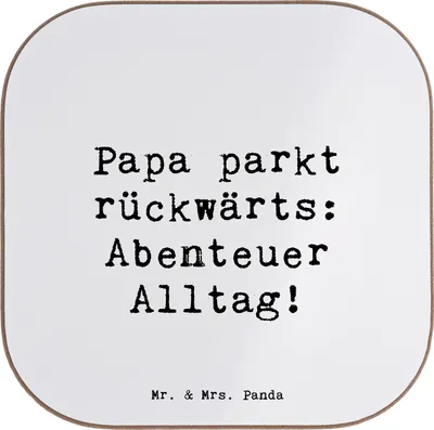 Produktbild von Mr. & Mrs. Panda Untersetzer für Gläser Spruch Vater Abenteuer - Weiß - Geschenk, Freude, gläseruntersetzer, Erziehung durch, Vaterschaft, einzigartige Designs, Coaster