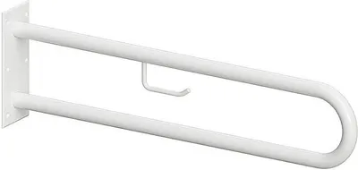 Produktbild von BELP Stützgriff in U-Form Eisen Weiß mit Toilettenpapierhalter 100x250x616 mm, 120 kg Traglast für Bad & WC >> zum Bohren