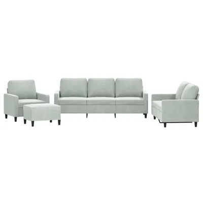 Zdjęcie produktu dla vidaXL 4-częściowa sofa z poduszkami jasnoszary aksamit