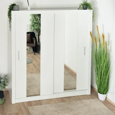 Produktbild von 2 Meter breiter Kleiderschrank mit 2 Türen | Farbe: Weiß