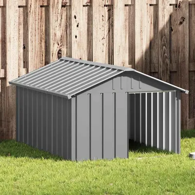 Image de vidaXL Niche pour chiens Gris 116,5x153x81,5 cm Acier galvanisé