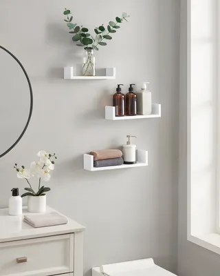 Image de SONGMICS Étagère murale Lot de 3 étagères blanches en forme de U 30/35/40 cm Cube Étagère en MDF Étagère flottante Lounge créative LWS40WT