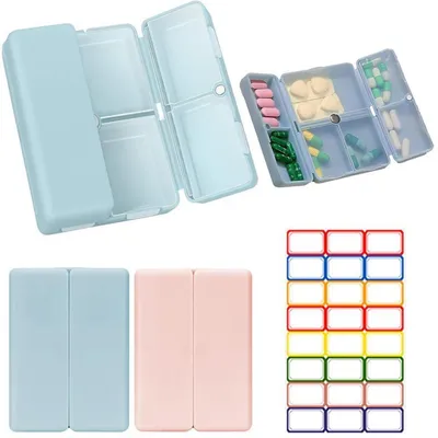 Productafbeelding van Tablettenhouder voor 7 dagen, 2 compartimenten per dag, met etiket. Magnetische, draagbare medicijnbox voor medicijnen en vitamines