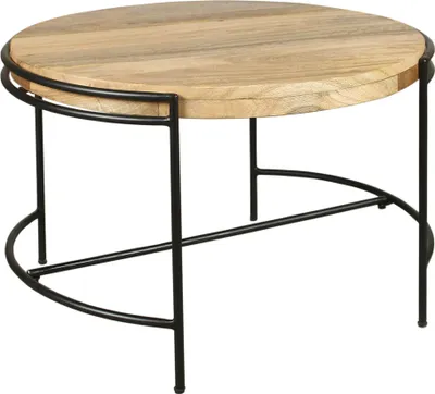 Produktbild von byLIVING Couchtisch HANNA / Platte Mangoholz massiv / Gestell Metall schwarz / B 60, H 40, T 62 cm