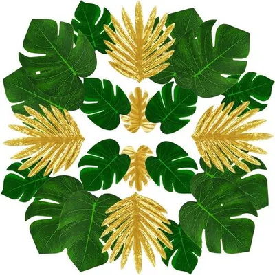Produktbild von Tropische Palmblätter Dekoration 48 Stück Kunstpalmen für Hawaii Party