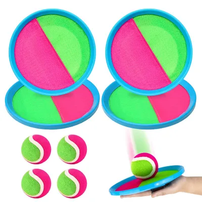 Produktbild von Klettband-Ballspiel für Kinder, 4 Fangscheiben und 4 Bälle, für drinnen und draußen