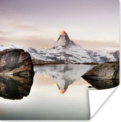 Produktbild von MuchoWow® Poster Blick vom Stellisee auf das Matterhorn in der Schweiz 50x50 cm - Wohnzimmerdekoration