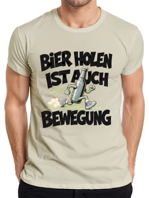 Zdjęcie produktu dla Koszulka męska z nadrukiem "Bier holen" (pobieranie piwa), motywem sportowym, humorystycznym i sarkastycznym, wykonana z naturalnych materiałów, rozmiar XL