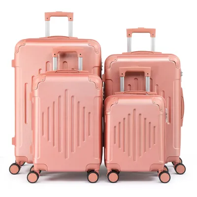 Produktbild von FCH Hartschalenkoffer ReisekofferSet TrolleySet KofferSet 4 Stk.ABS, Trolley Kofferset  S-M-L-XL,Roségold