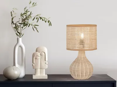 Produktbild von Fischer & Honsel Nature Tischleuchte E14 schaltbar Lampenschirm Rebestrick natur Rebe 50733