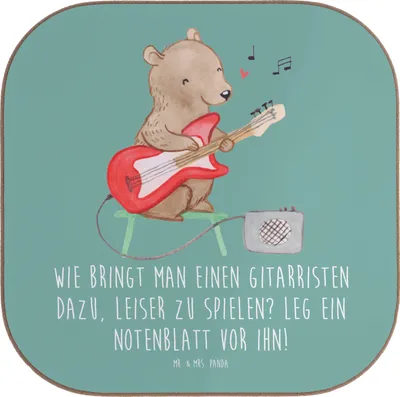 Produktbild von Mr. & Mrs. Panda Tischschoner Gitarren Trick - Meeresbrise - Geschenk, Holzuntersetzer, Musik, Liebe, Instrument, Leidenschaft, Musiker, Abenteuer, Untersetzer Gläser