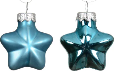 Produktbild von Christbaumschmuck Sterne 4cm Glas 12 Stück - Folkloreblau