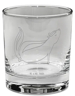 Produktbild von Mr. & Mrs. Panda Whiskyglas Stinktier Yoga - Transparent - Geschenk, Tumbler Glas, Wildtier, Whiskeyglas, Rocks, Whiskey, Namaste, Skunk, Liebe
