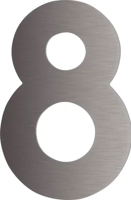 Produktbild von Hausnummer 8 - Höhe 120 mm, mit 2 Gewindenocken M5, Edelstahl