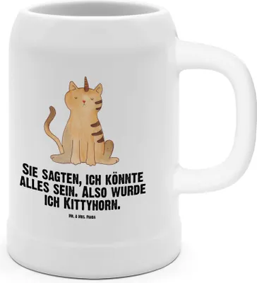 Produktbild von Mr. & Mrs. Panda Krug Einhorn Katze - Weiß - Geschenk, Regenbogen, Mieze, Bierbecher, Steinkrug, Humpen, Seidel, Unicorn, Glitzer, Deko, Steingutkrug