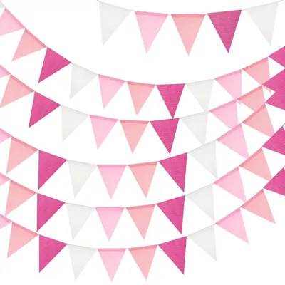 Produktbild von Wimpelkette Outdoor Wetterfest Rosa 20M 60 Wimpel 5 Stück 4M Garten Deko