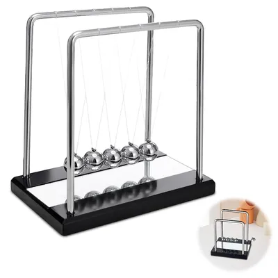 Produktbild von Klassisches Newton Kugelstoßpendel, Groß Newton Pendel 18cm, 5 Kugeln, Physik Deko für Büro & Schreibtisch, Kugelpendel für Schreibtisch