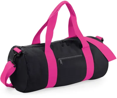 Immagine prodotto di BagBase BG140 | Borsa a botte originale / Borsa da viaggio | 50 x 25 x 25 cm - Colore: Nero/Fucsia - Dimensioni: 50 x 25 x 25 cm
