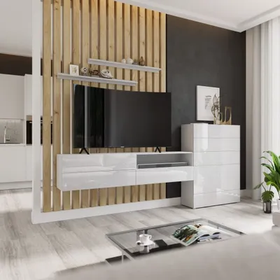 Zdjęcie produktu dla Elegancka ściana do salonu BRADT 54 - biała