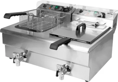 Image de Friteuse Gastro 2x12L avec robinet de vidange 2x5000W 550x730x400mm 380-400V