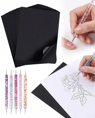 Transferpapier A4, 100 Blatt, schwarz, mit 5 Punktierstiften