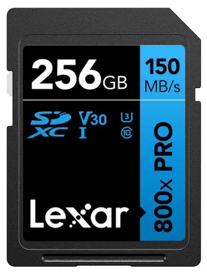 Produktbild von LEXAR SDXC 800x PRO Blue Series 256GB UHS-1 V30 Karte - Lesen Sie 150