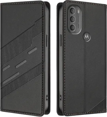 Produktbild von Hülle für Motorola Moto G71 5G, Kunstleder Brieftaschen Handyhülle mit Kartenfach und Standfunktion Schwarz