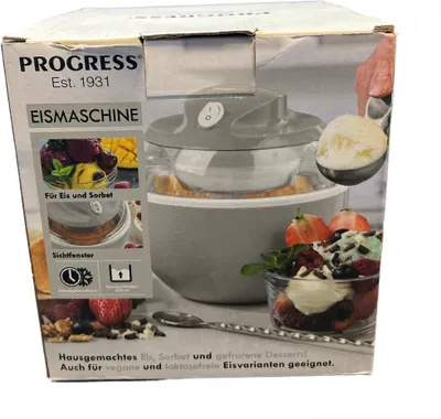 Produktbild von Progress Eismaschine Desserts laktosfreie Eisvariante Eis und Sorbet 600ml Grau